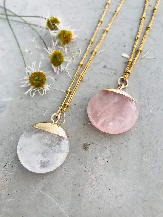 TWIGG JEWELLERY Rose Quartz Eclipse Necklace