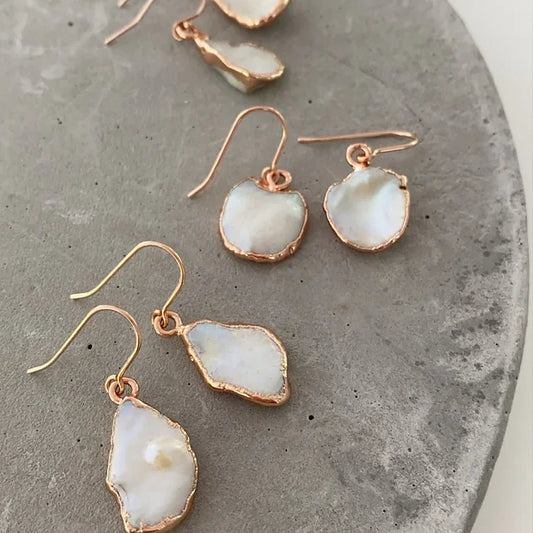 TWIGG JEWELLERY Rimmer Rose Gold Mother of Pearl Earrings