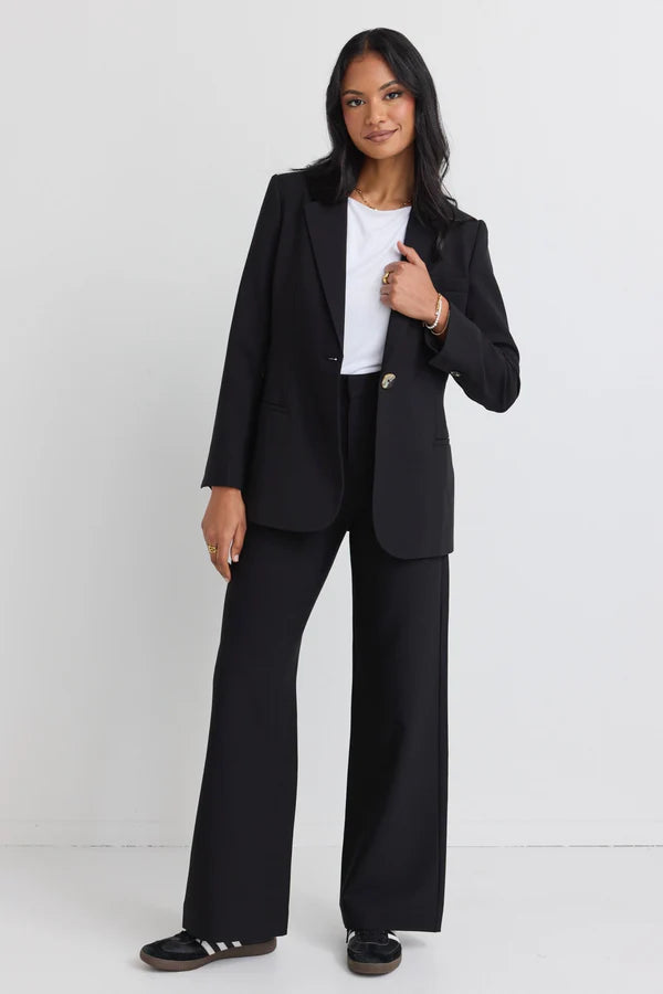 AMONG THE BRAVE Zoey Tailored High Rise Wide Leg Pant Black