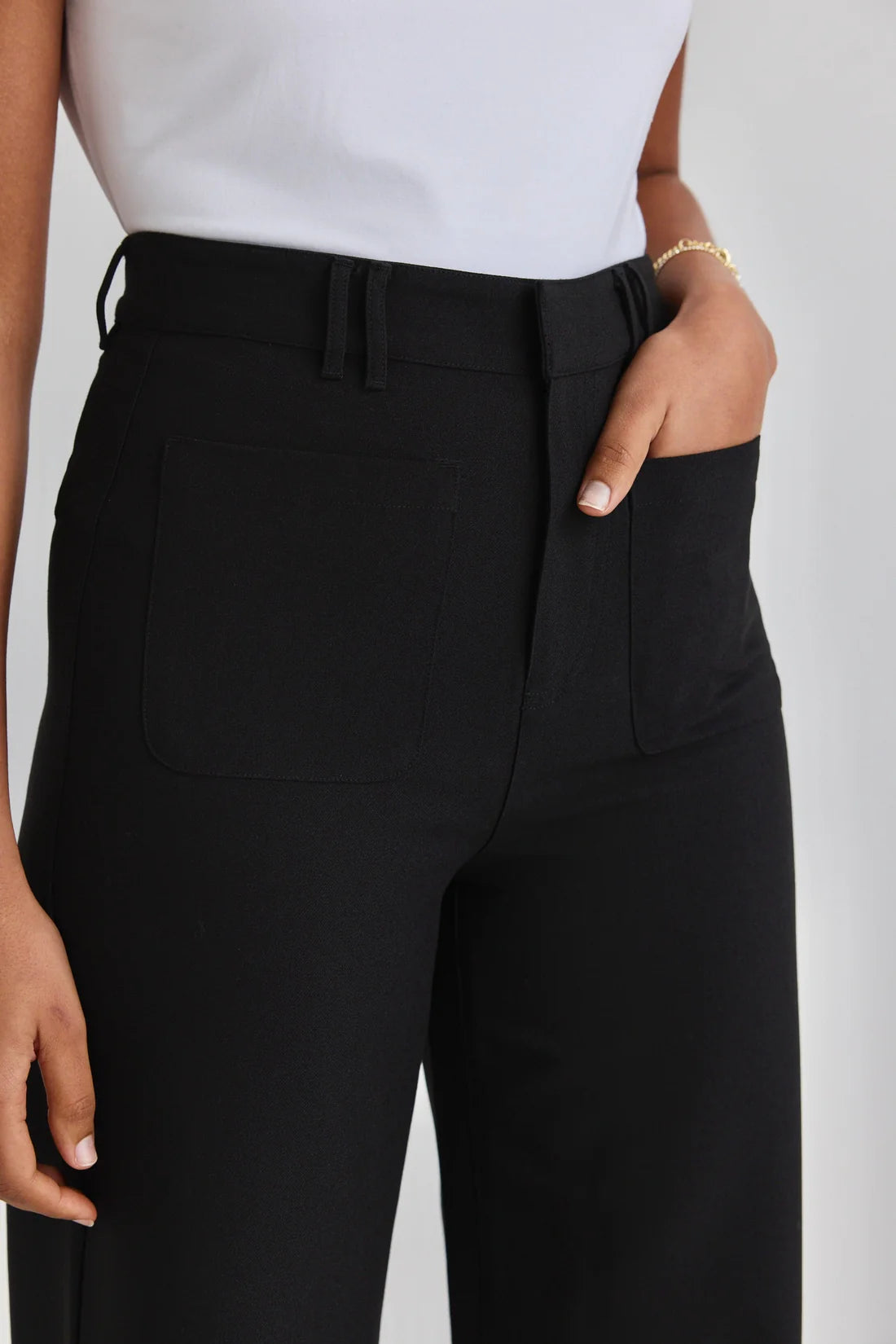 AMONG THE BRAVE Zoey Tailored High Rise Wide Leg Pant Black