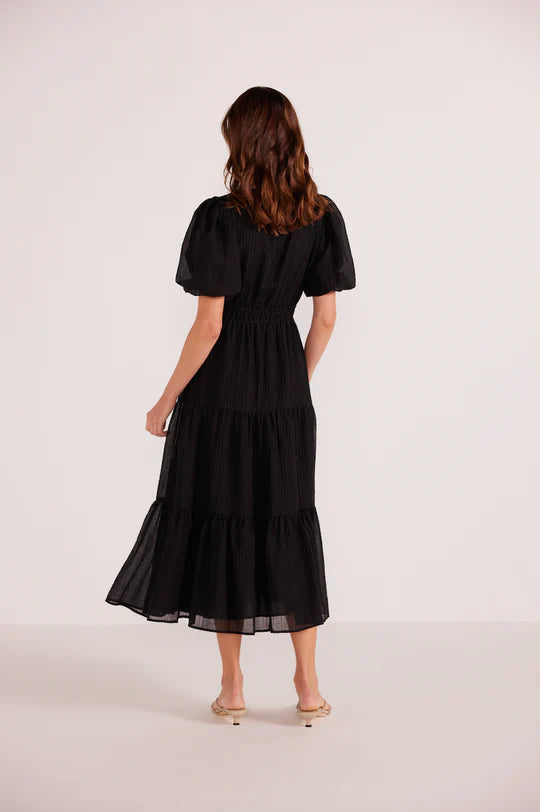 MINK PINK Amy Tiered Midi Dress Black