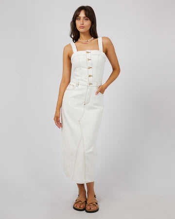 All About Eve Coco Denim Midi Dress Vintage White