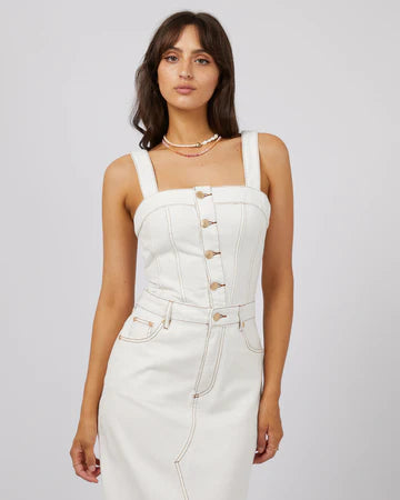 All About Eve Coco Denim Midi Dress Vintage White