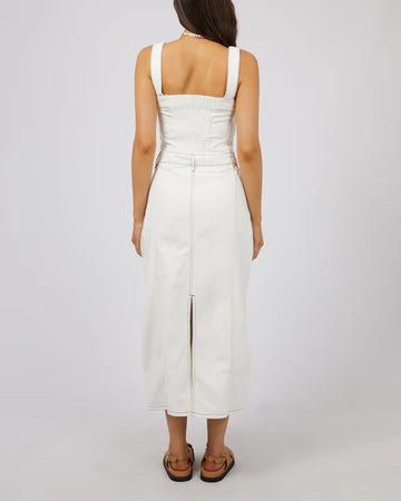 All About Eve Coco Denim Midi Dress Vintage White