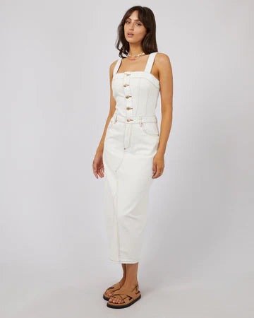 All About Eve Coco Denim Midi Dress Vintage White