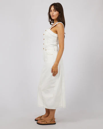 All About Eve Coco Denim Midi Dress Vintage White