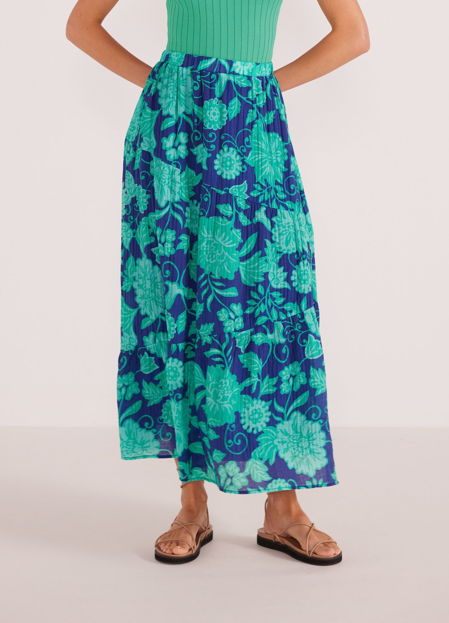 MINK PINK Connie Tiered Midi Skirt