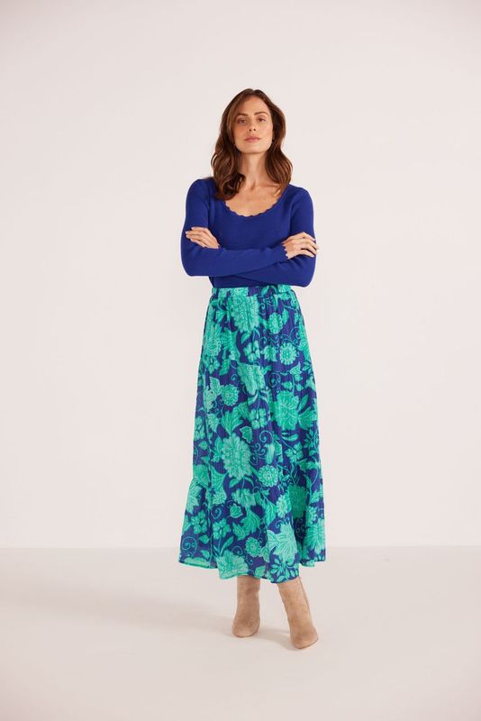 MINK PINK Connie Tiered Midi Skirt