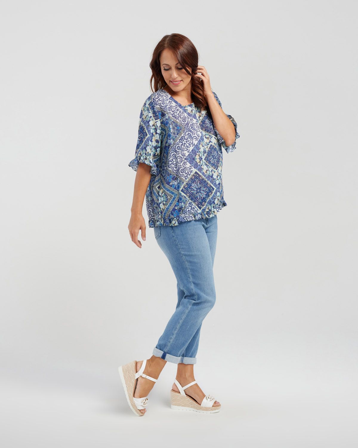 Seduce Dorothy Top Blue Patio