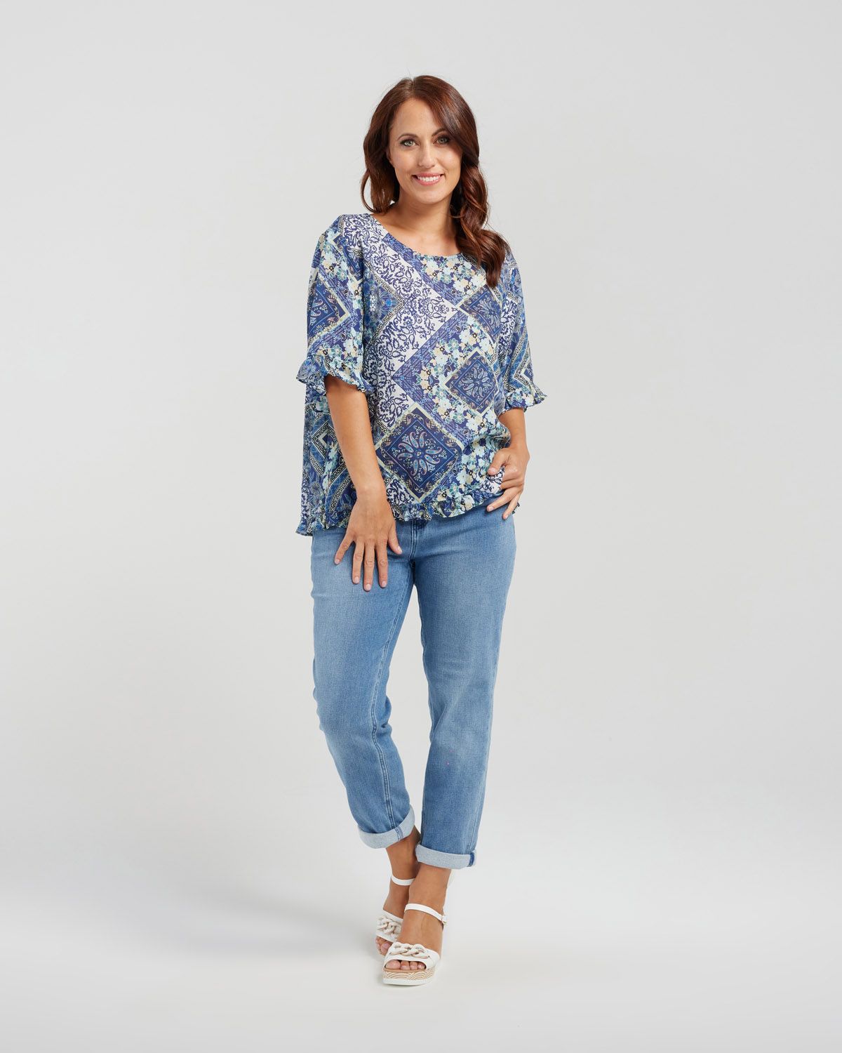 Seduce Dorothy Top Blue Patio