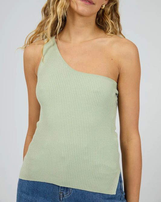 Silent Theory Dustin One Shoulder Top Sage