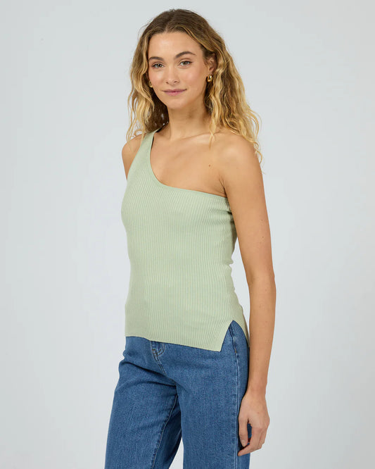 Silent Theory Dustin One Shoulder Top Sage