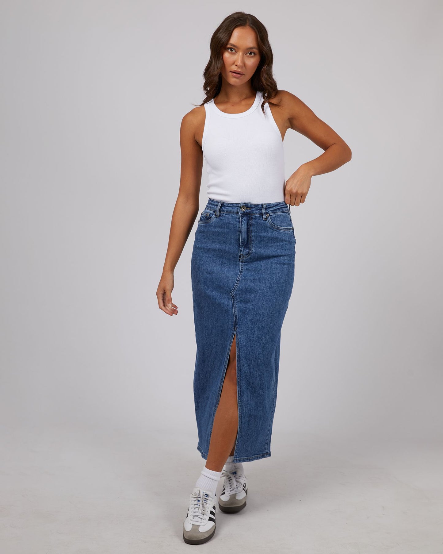 Silent Theory Eva Comfort Maxi Skirt Denim