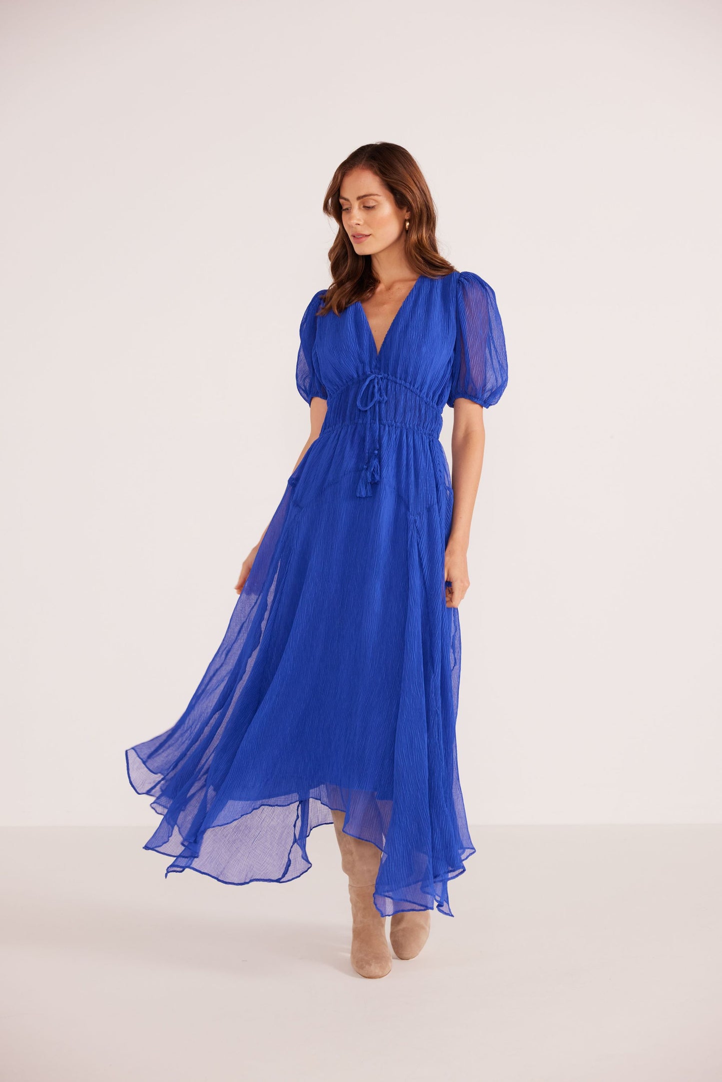 MINK PINK Lily Hanky Hem Midi Dress