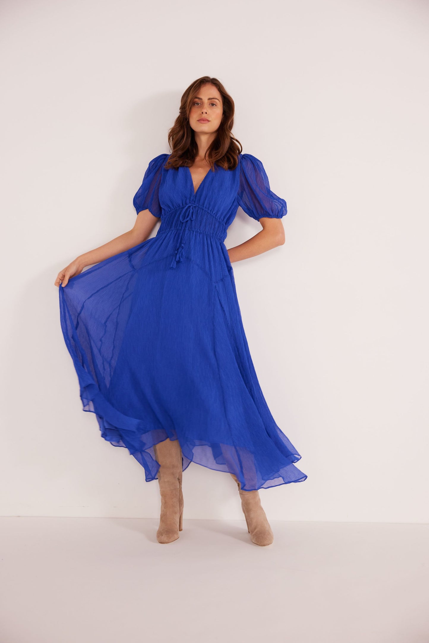 MINK PINK Lily Hanky Hem Midi Dress