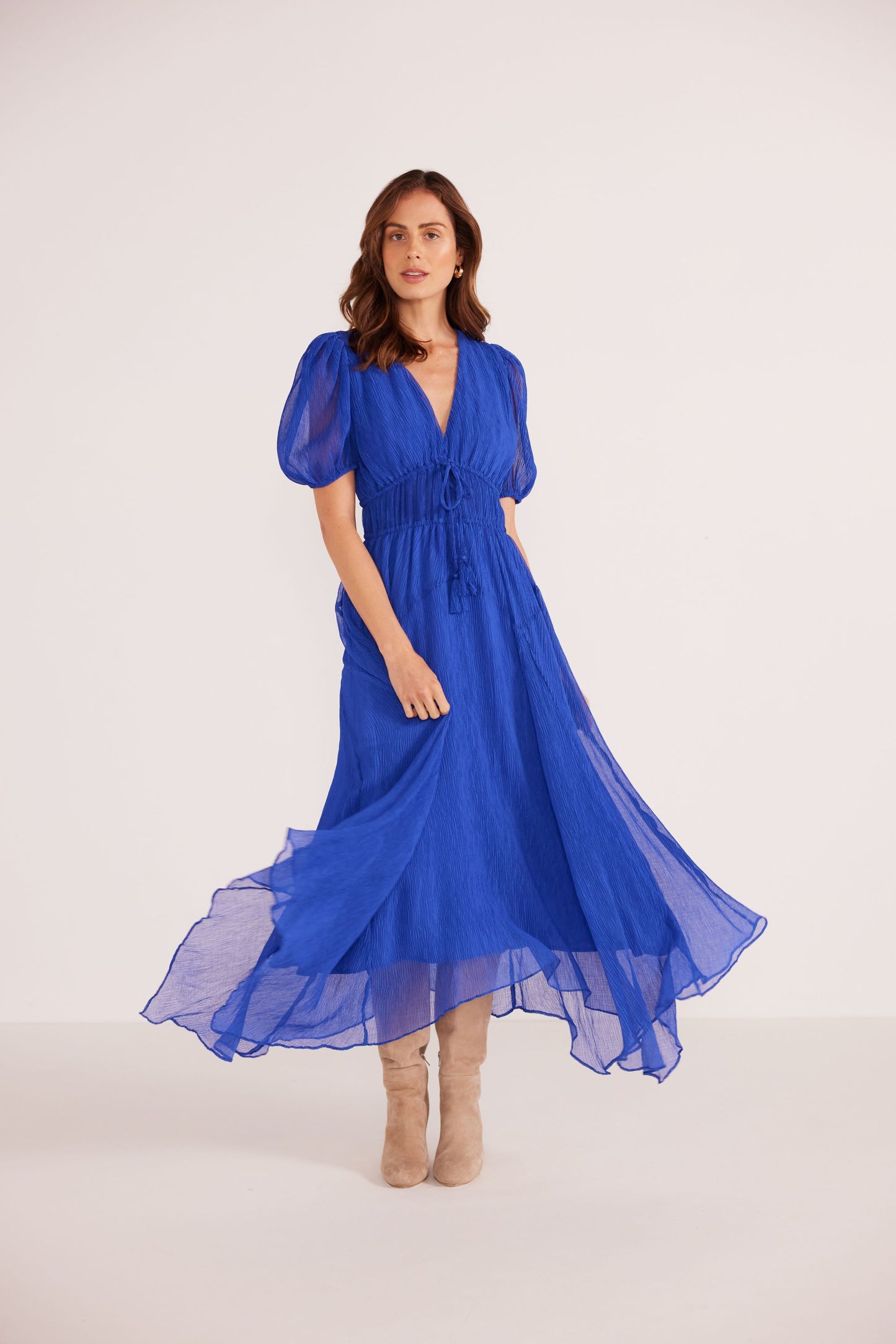 MINK PINK Lily Hanky Hem Midi Dress