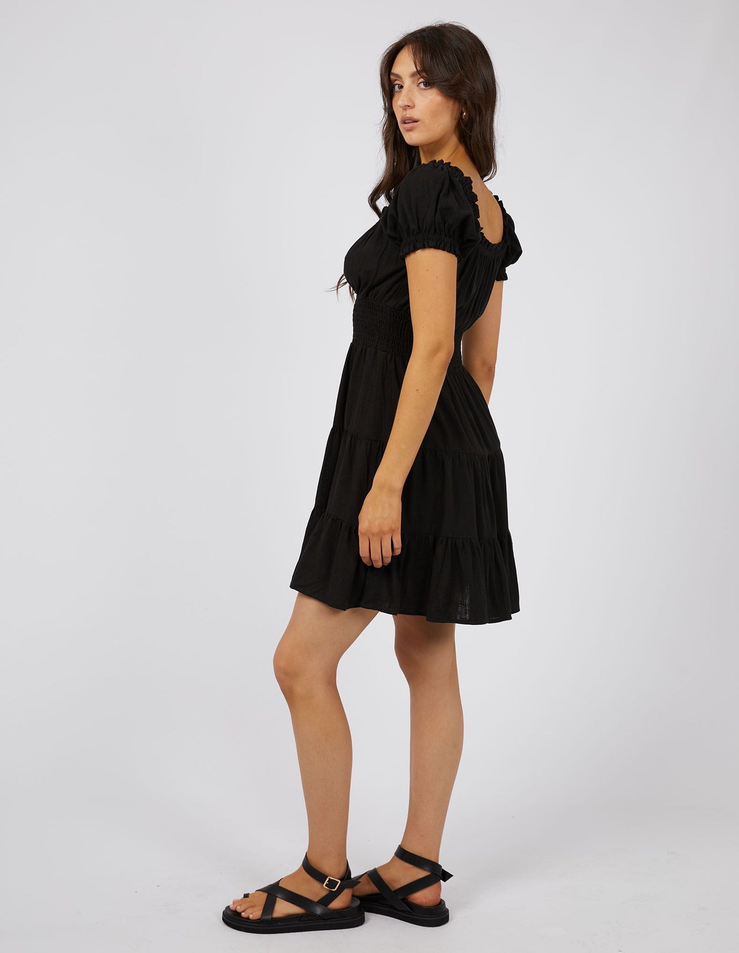 All About Eve Luxe Linen Mini Dress Black