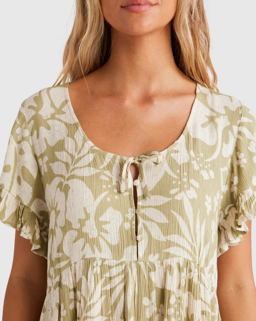 Billabong Off Tropic Tiered Dress Avocado