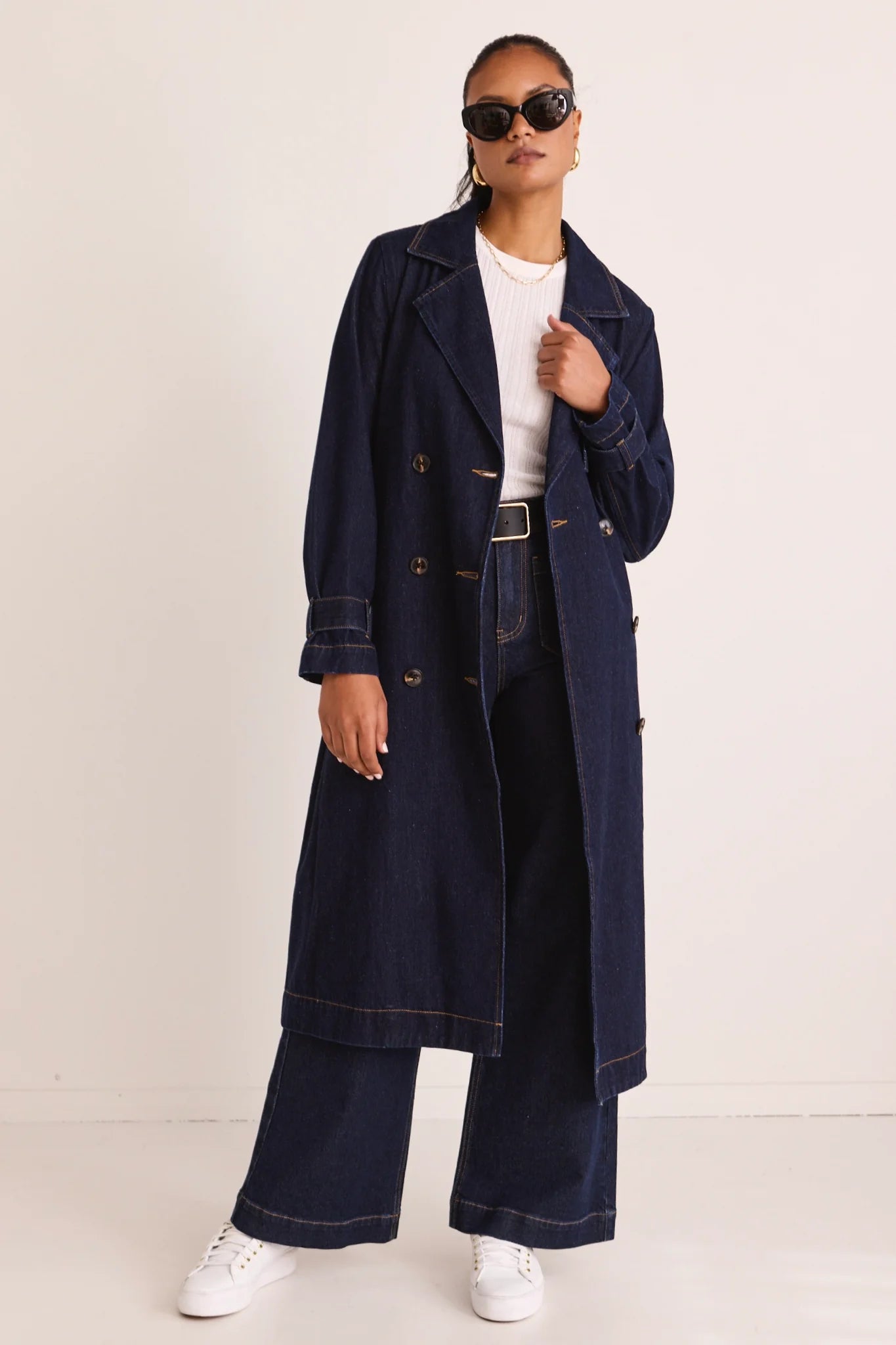 AMONG THE BRAVE Rodeo Indigo Denim Trench Coat