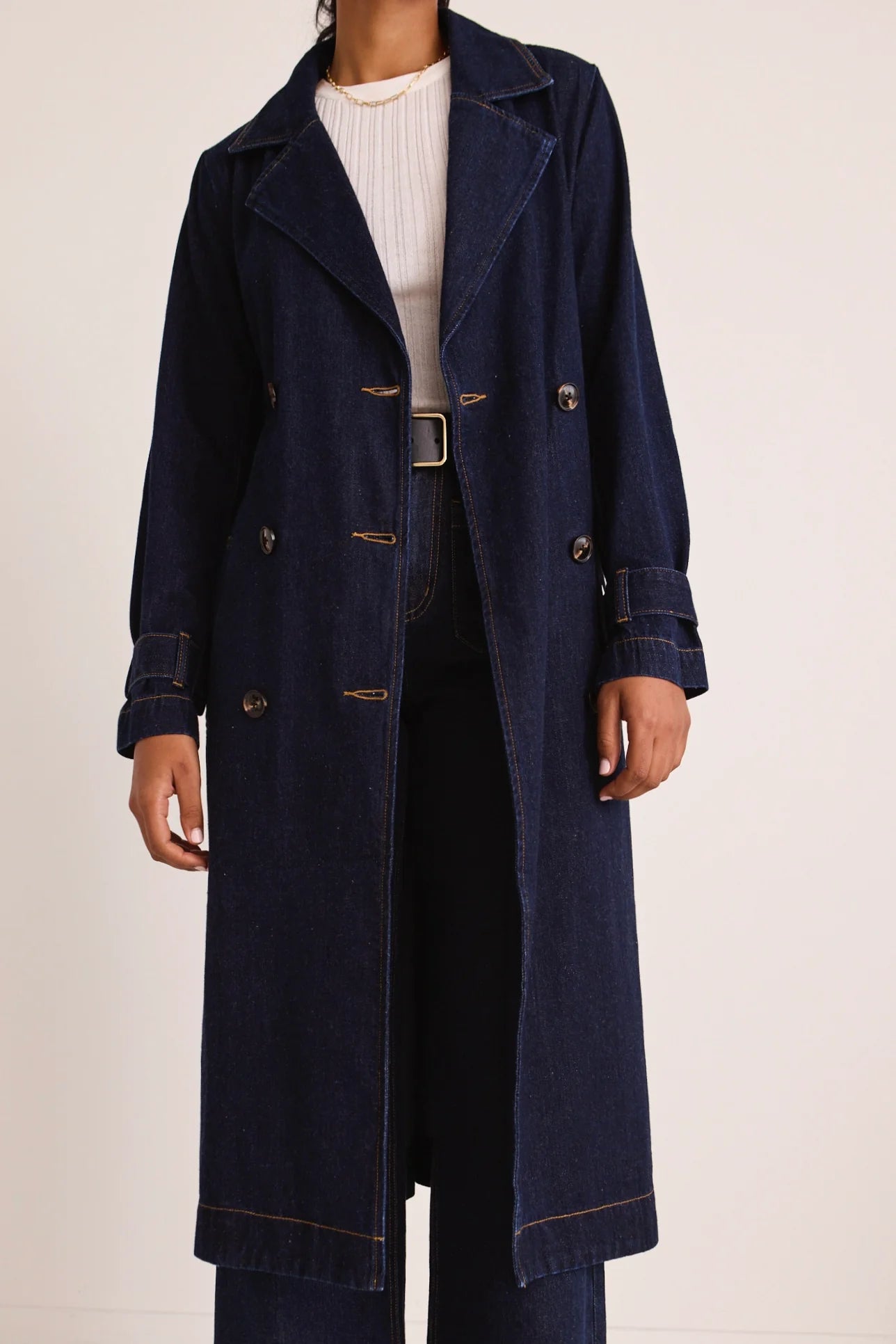 AMONG THE BRAVE Rodeo Indigo Denim Trench Coat