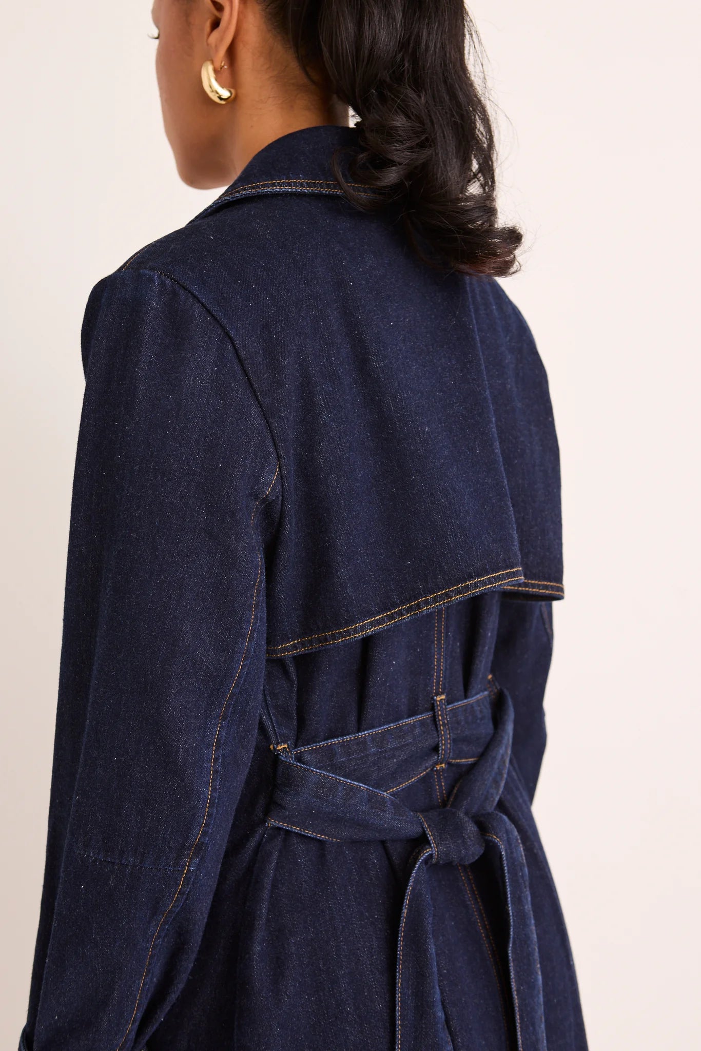 AMONG THE BRAVE Rodeo Indigo Denim Trench Coat