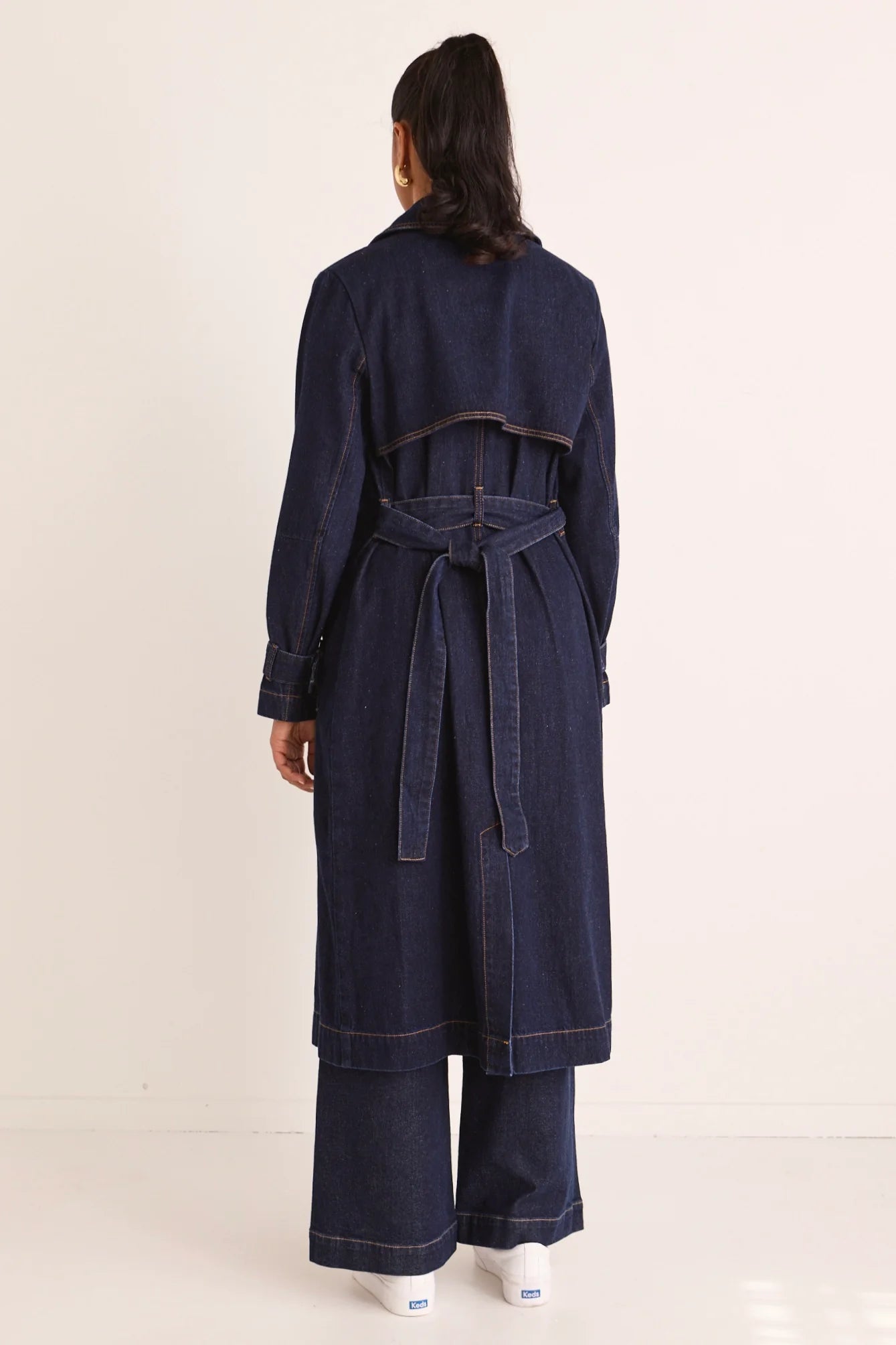 AMONG THE BRAVE Rodeo Indigo Denim Trench Coat