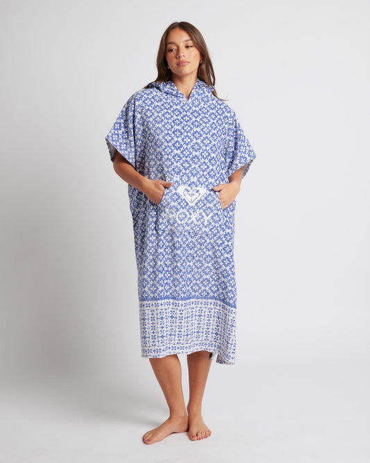 Roxy Stay Magical Womens Poncho Towel Blue Cloud Dancer Print