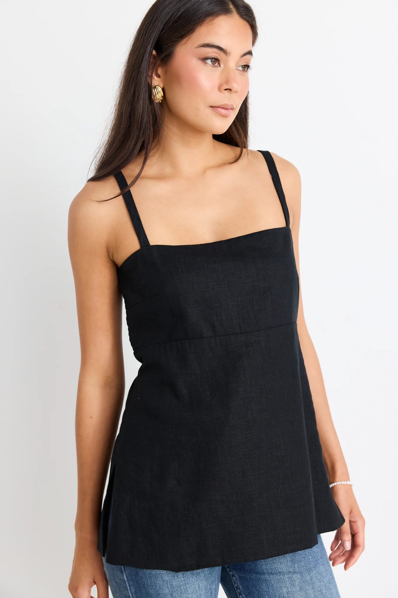 STORIES BE TOLD Sunkissed Split Hem Cami Black