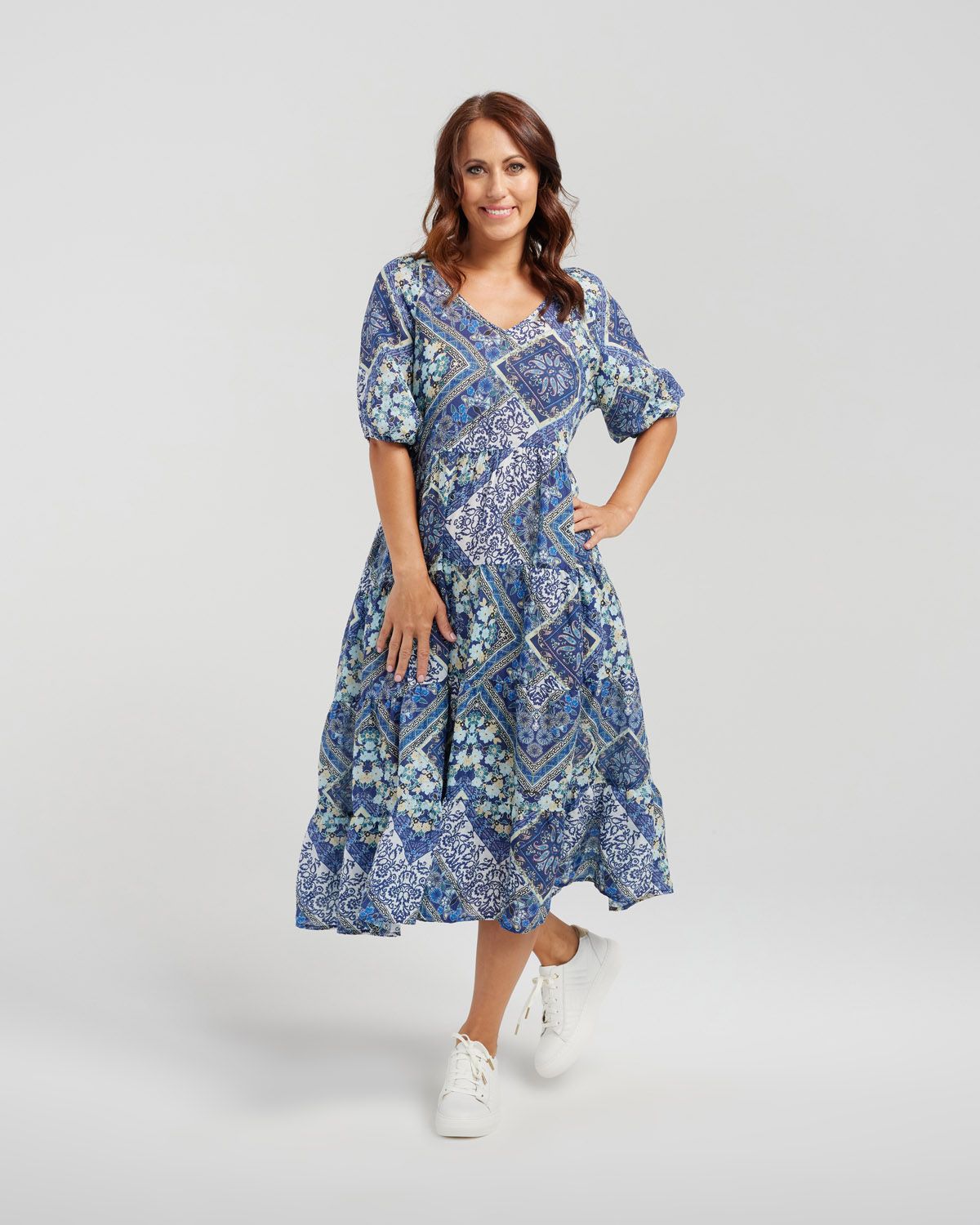 Seduce Vida Dress Blue Patio