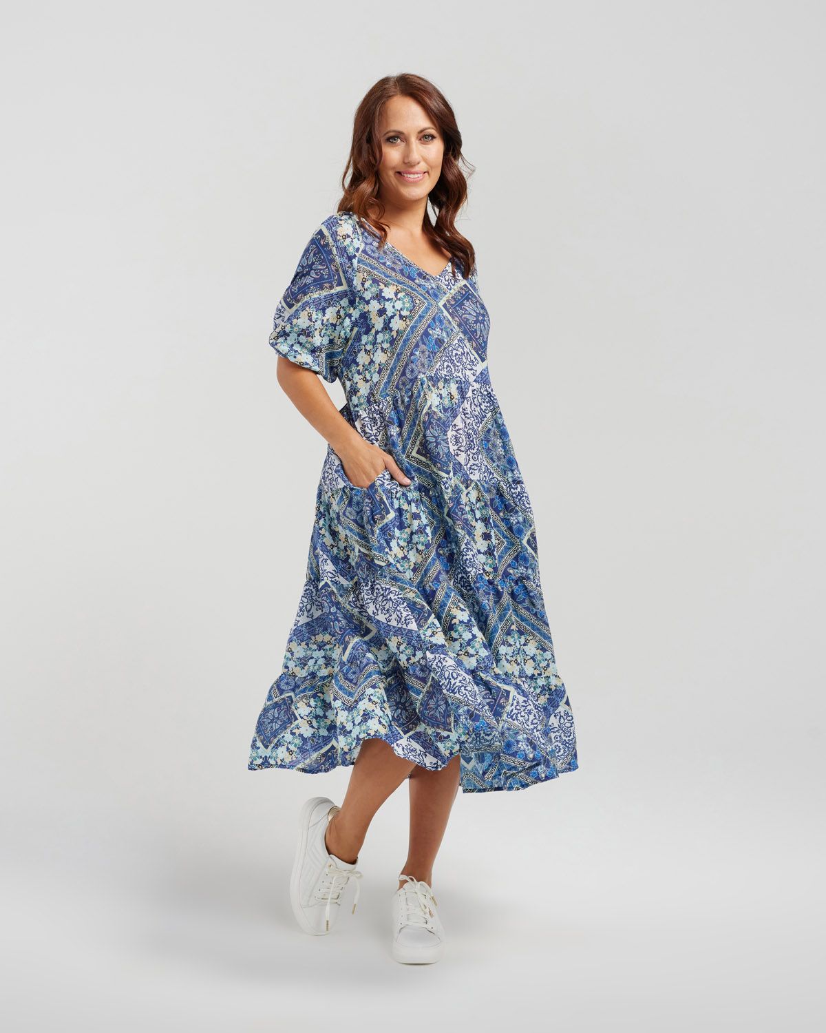 Seduce Vida Dress Blue Patio