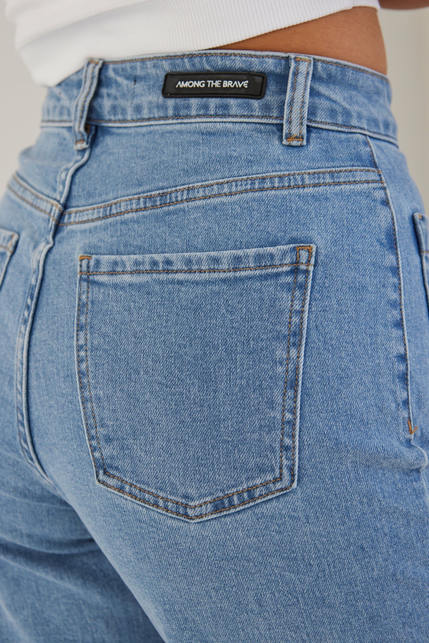 AMONG THE BRAVE Zoey Wide Leg Pocket Jean Light Blue